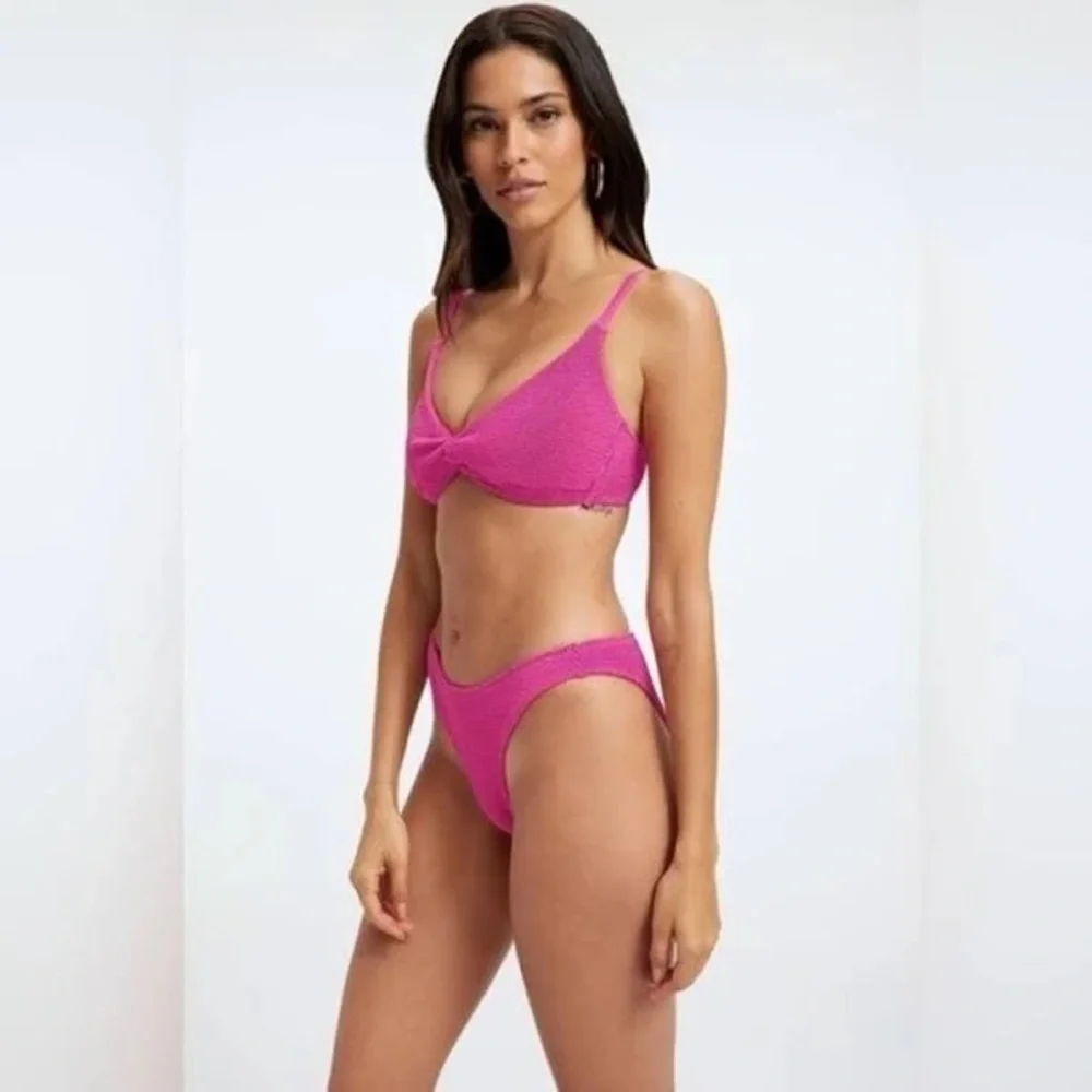 Good American Women’s Always Fit Bikini - Twisted Top & Good Waist Bottom Pink 0 - Picture 7 of 12
